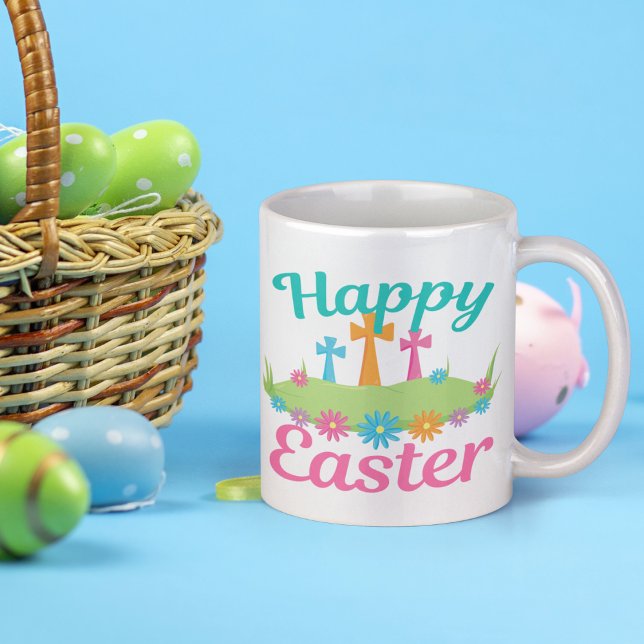 Mug Bonne Pâques Religieux Croix mignonne Fleur (Créateur téléchargé)