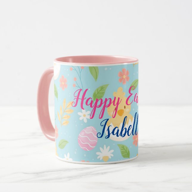Mug Bonne Personnaliser Pâques poulet (Devant gauche)