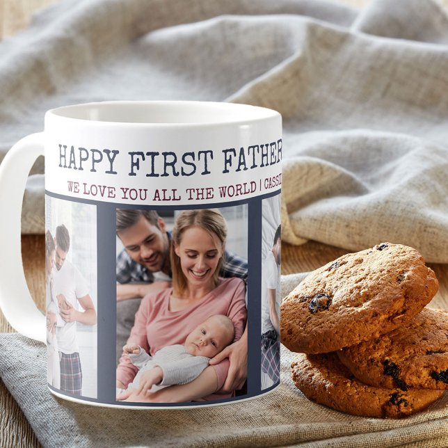 Mug Bonne première Fête des pères 4 photo personnalisé (Créateur téléchargé)