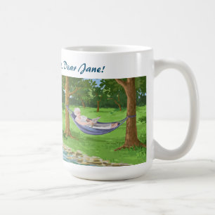 Mug Bonne retraite Nom personnalisé Dame à Hammock