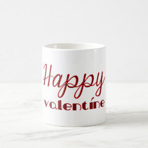 Mug Bonne Valentine Rouge Noir Cupidon Typographie