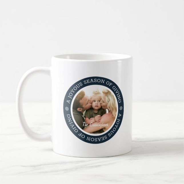 Mug Bonnes Fêtes joyeuses | Photo de famille personnal (Gauche)