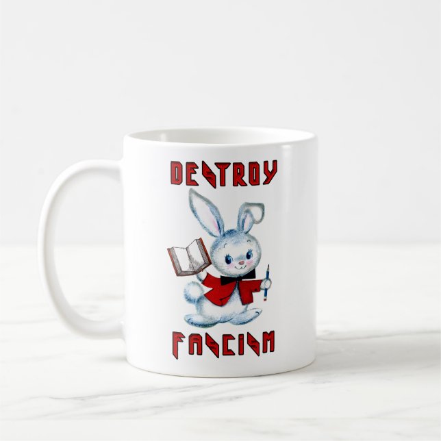 Mug Bonnet rétro mignon - Détruire le fascisme (Gauche)