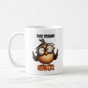 Mug Bons Cluckers du matin Drôle Typographie d'oiseaux