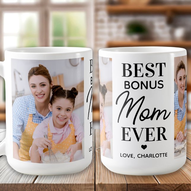 Mug BONUS MOM Personnalisé 2 Photo Fête des Mères (Créateur téléchargé)