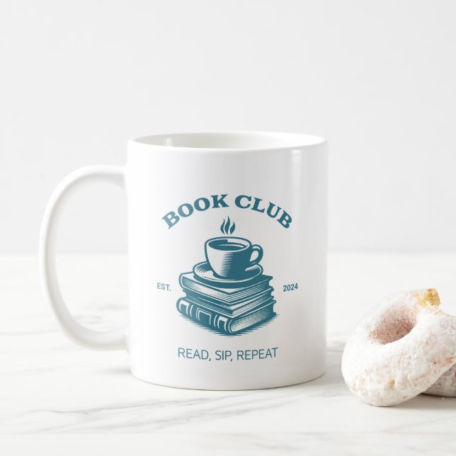 Mug Book Club Café et livres Read Sip Repeate (Avec donut)
