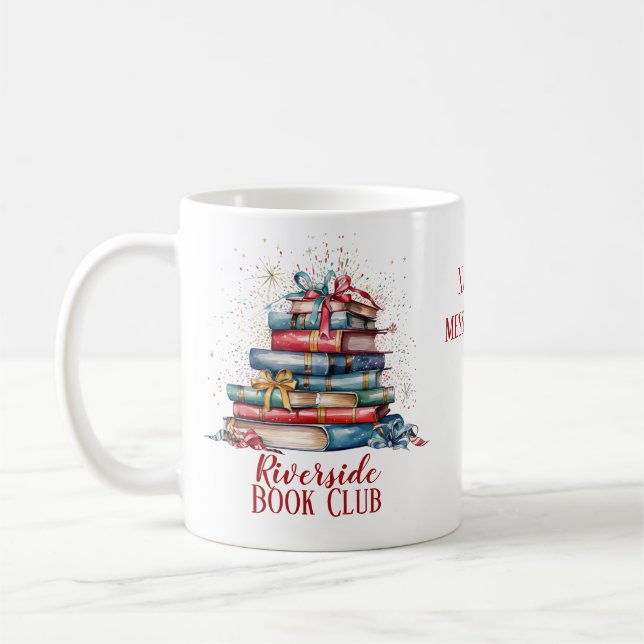 Mug Book Club Christmas Nom personnalisé (Gauche)