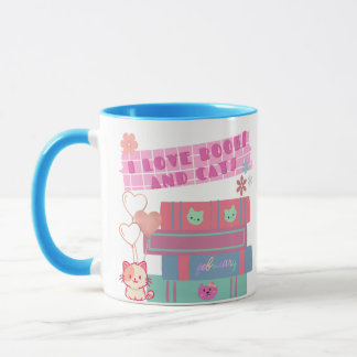 Mug Book Coquette - I Love Books & Cats - Bookish 