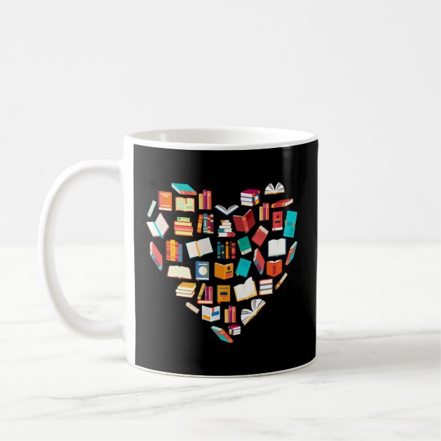 Mug Book Heart Shape Reading Club Librarian Bookworm (Gauche)