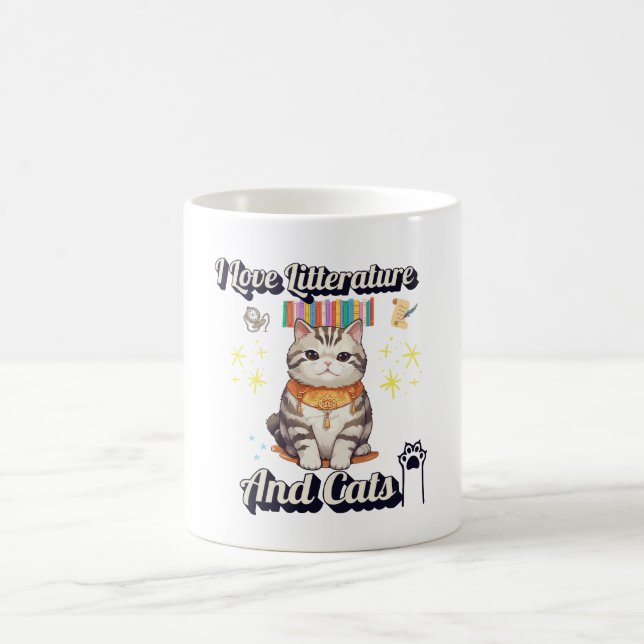 Mug Bookish & Whiskered : I Love Literature and Cats M (Centre)
