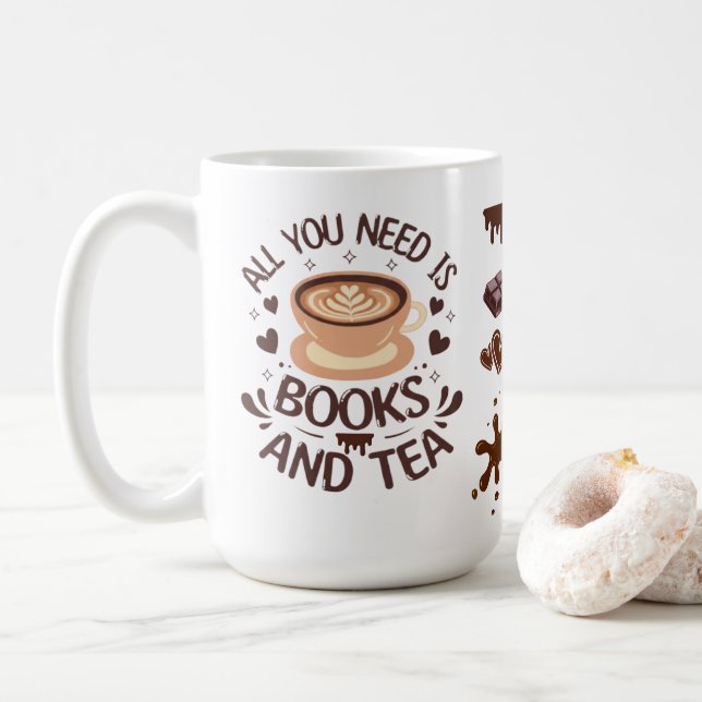 Mug Books and Tea Cozy Reader Graphic (Avec donut)