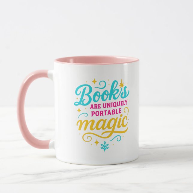 Mug “Books Are Magic”   Quote & Sparkles (Gauche)