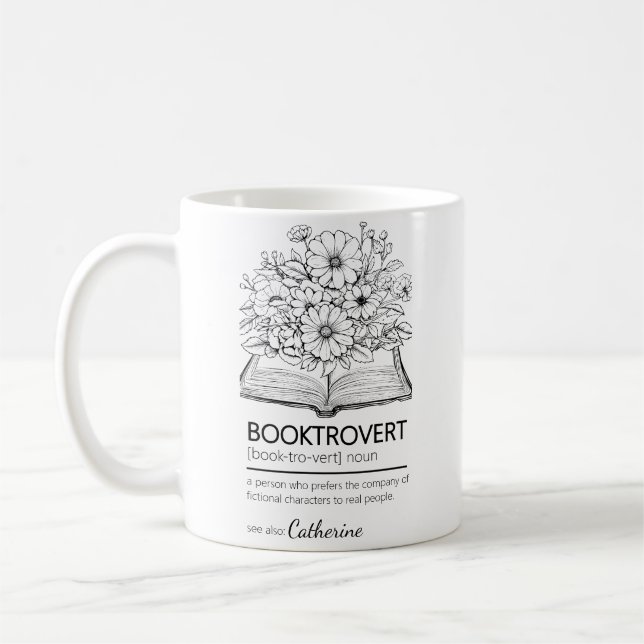 Mug Booktrovert Définition Open Book Flowers (Gauche)