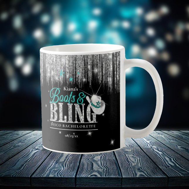 Mug Boots 'n Bling Disco Bachelorette Teal ID925  (Créateur téléchargé)