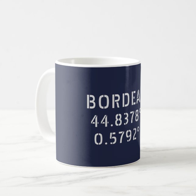 Mug Bordeaux Latitude Longitude (Devant gauche)