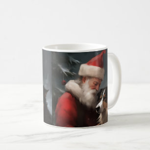 Mug Border Collie avec le Père Noël Noël Festif