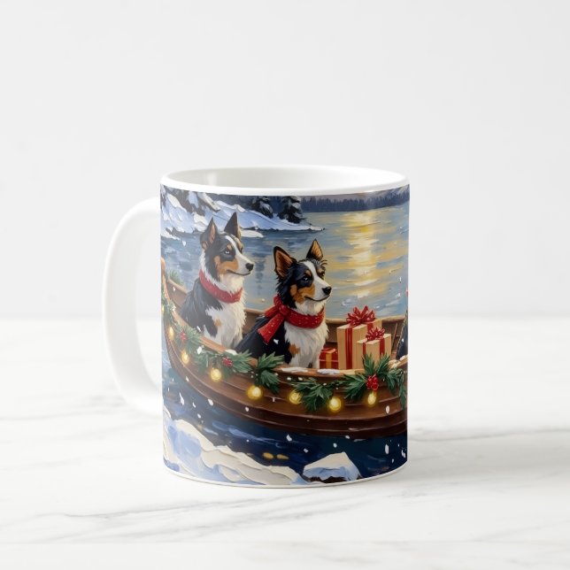 Mug Border Collie Christmas Boat Holiday (Devant gauche)