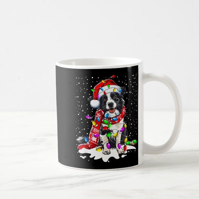 Mug Border Collie Dog Lighting Xmas Santa Hat Christma (Droite)