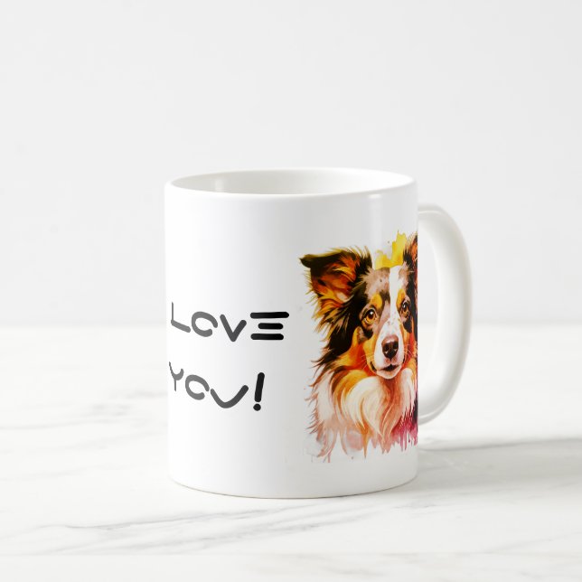 Mug Border Collie Family Dog Personalize Text (Devant droit)