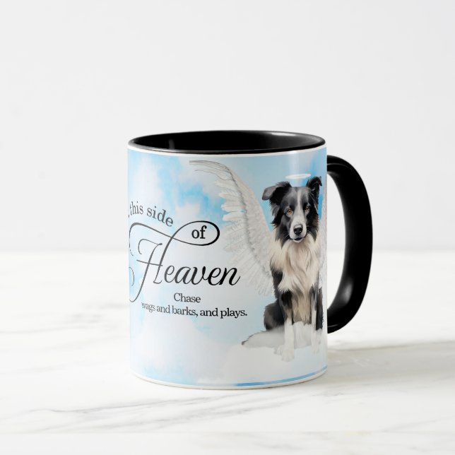 Mug Bordure Collie Chien Angel Personnalisé Animal Mem (Devant droit)