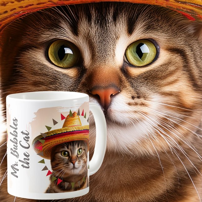 Mug Bordure de Fiesta autour de votre Funny Cat photo  (Créateur téléchargé)