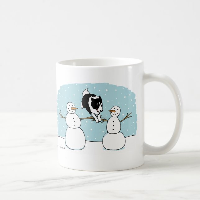Mug Bordure de vacances Collie Chien Jouer avec des ho (Droite)