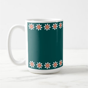 Mug Bordure Fleur minimale Retro Deep Turquoise