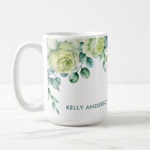 Mug Bordure florale à l'aquarelle d'eucalyptus avec de