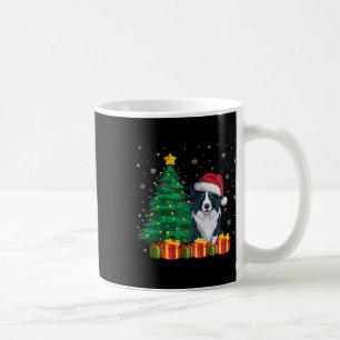 Mug Bordure moche Collie Santa Hat Feux de Noël Chien
