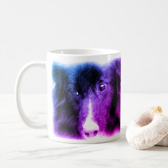 Mug Bordure noire Collie Tint Art animal (Avec donut)