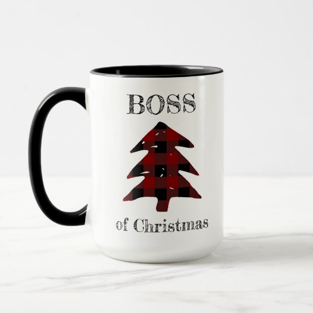 Mug Boss de Noël Plaid Arbre de Noël Drôle (Gauche)