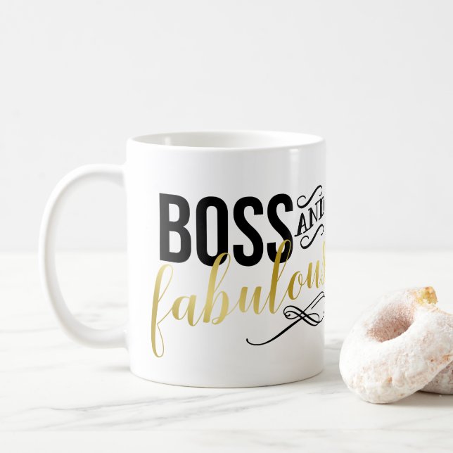 Mug Boss & Fabulous | Typographie de l'or et du noir (Avec donut)