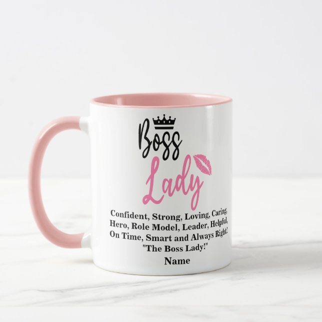 Mug Boss Lady, Nom Personnalisé Cadeau Pour Elle (Gauche)