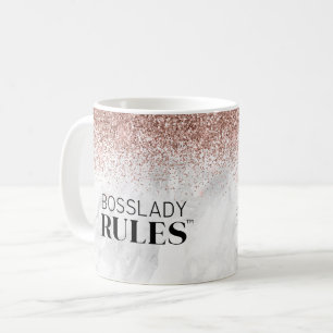 Mug BossLady Rules Logo Rose Gold Parties scintillant 