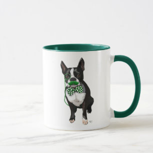 Mug Boston Terrier Avec Moustache Verte Et Pot