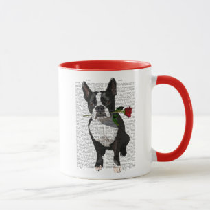 Mug Boston Terrier avec Rose à la bouche