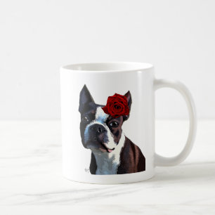 Mug Boston Terrier avec Rose sur Head