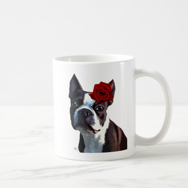 Mug Boston Terrier avec Rose sur Head (Droite)