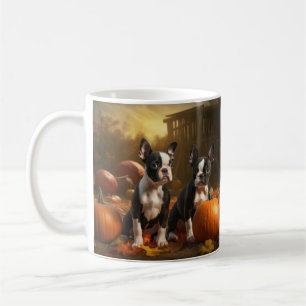 Mug Boston Terrier Puppy Automne Citrouille de plaisir