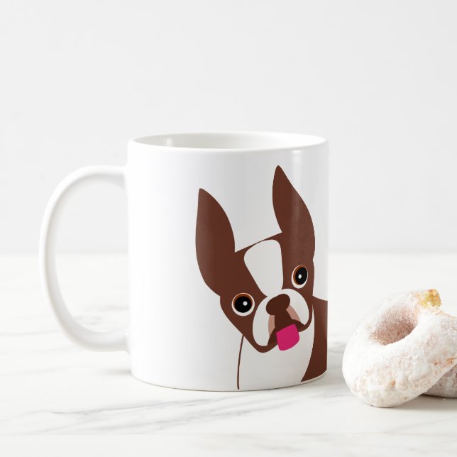 Mug Boston Terrier Rouge Brown et blanc (Avec donut)