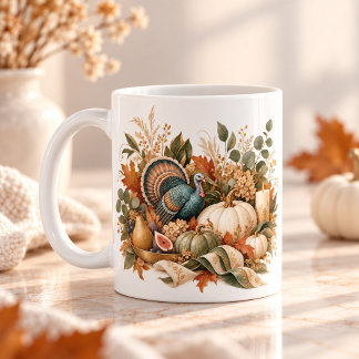 Mug botanique élégant de Thanksgiving – Récolte d'