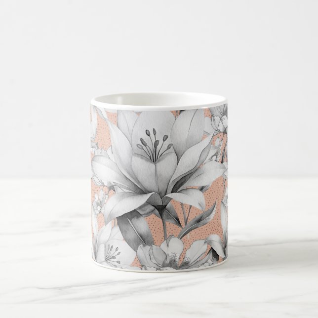 Mug Botanique noir blanc rose or parties scintillant f (Centre)
