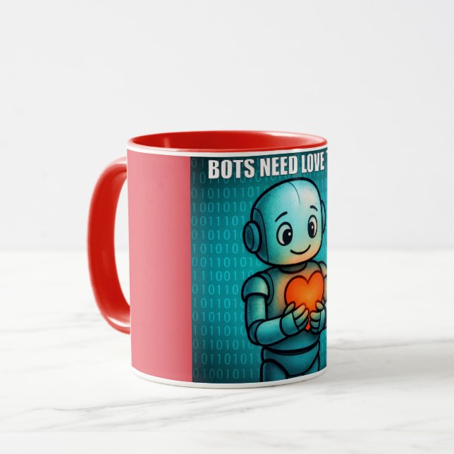 Mug Bots Need Love Too - Red Combo (Devant gauche)
