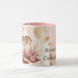 Mug Botte de vache blanche rose tan sud-ouest