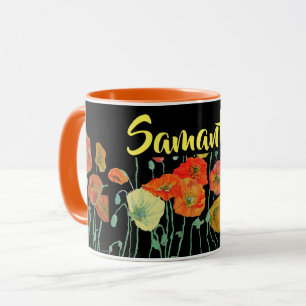 Mug Bouche d'aquarelle orange et noirs