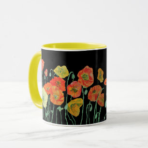 Mug Bouche d'aquarelle orange et noirs