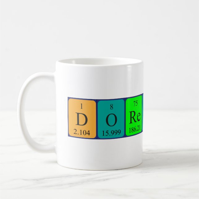 Mug Bouche de nom de table périodique Dorentina (Gauche)