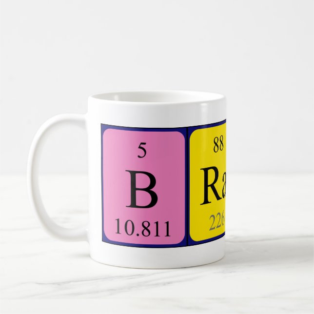 Mug Bouche de nom de table périodique du cerveau (Gauche)