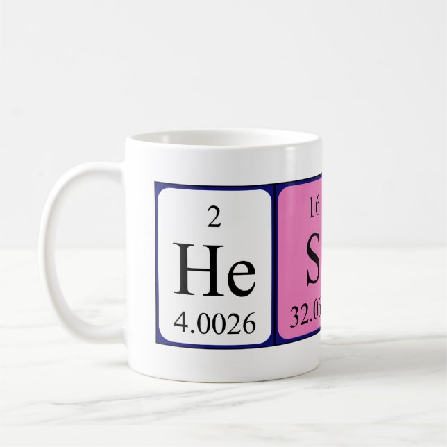 Mug Bouche de nom de table périodique Hesther (Gauche)