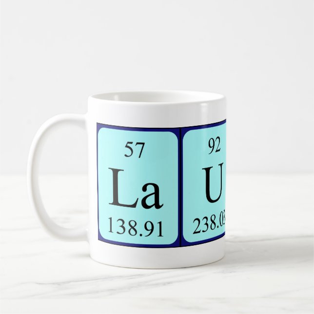 Mug Bouche de nom de table périodique Laurane (Gauche)